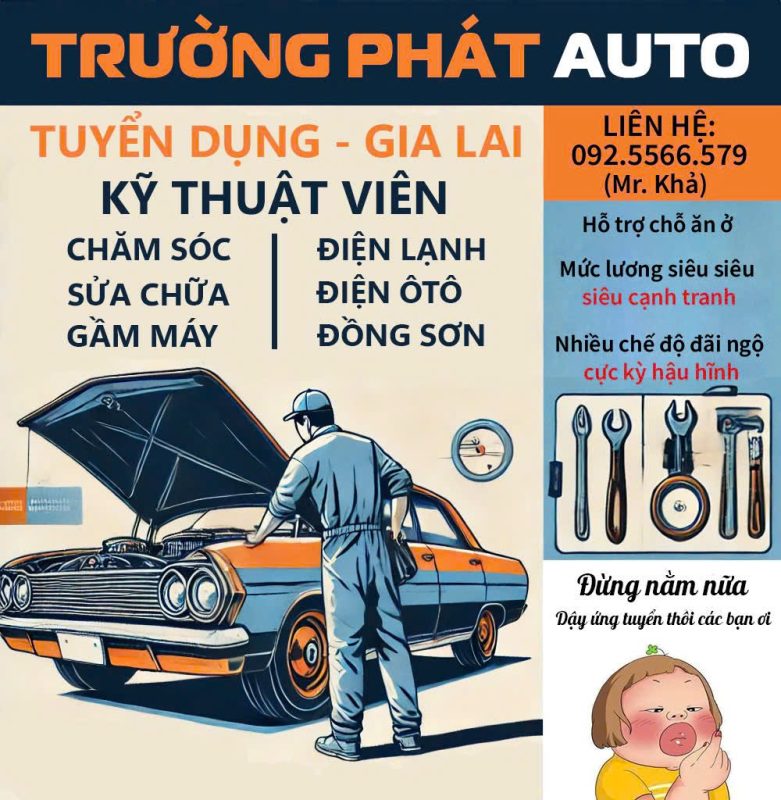 Tuyển Dụng KTV cho Trường Phát AUTO Chư Sê